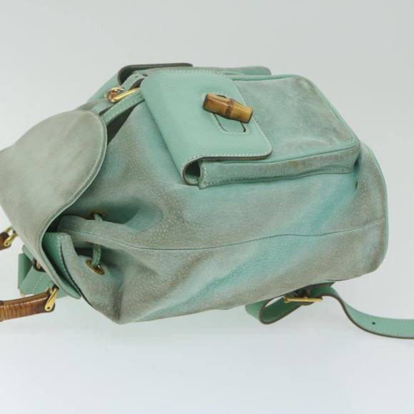 GUCCI Bamboo Backpack Suede Light Blue Auth 63986 - Picture 4 of 16